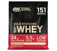 Optimum Nutrition Gold Standard 100% Whey, Poudre de Protéines pour Construction et Récupération Musculaire, avec Glutamine et Acides Aminés BCAA Naturels, Crème Glacée Vanille, 151 Portions, 4,53 kg