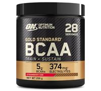 Optimum Nutrition Gold Standard BCAA Train + Sustain, poudre d'acides aminés pré-entraînement, boisson sportive, vitamine C, zinc, magnésium et électrolytes, saveur fraise & kiwi, 28 doses, 266 g