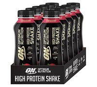 Optimum Nutrition High Protein Shake Bottles, Boisson saine prête à boire, sans sucres ajoutés, à faible teneur en matières grasses, goûter sportif pour hommes et femmes, goût fraise, 10x330ml