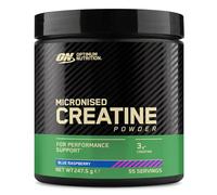 Optimum Nutrition Micronised Creatine Monohydrate en Poudre, 247,5g | Blue Raspberry, 55 Portions, Complément pour Soutenir la Force et la Puissance Musculaires,Pré et Post Entraînement