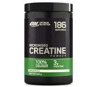 Optimum Nutrition Micronised Creatine Powder, Créatine Monohydrate en Poudre 100% Pure pour la Performance et la Puissance Musculaire, non aromatisé, 186 Portions, 634 g