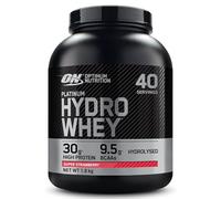 Optimum Nutrition Platinum Hydro Whey, Isolat de whey protéine hydrolysée en poudre avec acides aminés essentiels, glutamine et BCAA, goût Super fraise, 40 portions, 1,6 kg