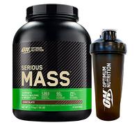 Optimum Nutrition Serious Mass Gainer Poudre de Protéines de Lactosérum pour Augmenter la Masse Musculaire avec Créatine Glutamine et Vitamines Chocolat 2,73 kg 8 Portions + SHAKER