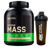 Optimum Nutrition Serious Mass Gainer Protéines de Lactosérum en Poudre pour la Masse Musculaire avec Créatine Glutamine et Vitamines Goût Vanille 2,73kg 8 portions + shaker