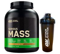 Optimum Nutrition Serious Mass Gainer Protéines de Lactosérum en Poudre pour la Masse Musculaire avec Créatine Glutamine et Vitamines Goût Chocolat et Beurre de Cacahuètes 2,73kg 8 portions + shaker