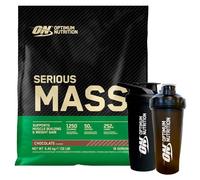 Optimum Nutrition Serious Mass Gainer Whey Protein Powder pour augmenter la masse musculaire avec Creatine Glutamine et Vitamines Chocolat 5.45kg 16 Portions + SHAKER