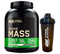 Optimum Nutrition Serious Mass Whey Protein Powder pour la masse musculaire avec Creatine Glutamine et Vitamines Biscuits et Crème 2.73kg 8 Portions + Shaker