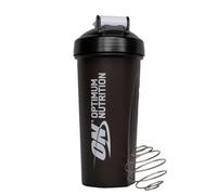 Optimum Nutrition Shaker avec boule de mélange en acier inoxydable, sans BPA et sans DEHP, passe au lave-vaisselle, pour poudre de protéines, compléments d'entraînement et substituts de repas, noir,