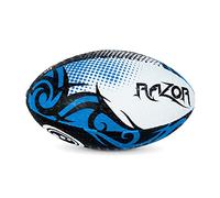 Optimum Razor Ballon de Rugby - Parfait pour l'entraînement et Le Jeu, Excellent vol et rétention d'air, Surface alvéolée en Caoutchouc pour Une Meilleure Prise en Main, 2 Plis, 410 g, Noir/Bleu,