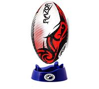 Optimum Razor Ballon de Rugby - Parfait pour l'entraînement et Le Jeu, Excellent vol et rétention d'air, Surface alvéolée en Caoutchouc pour Une Meilleure adhérence, 2 Plis, 410 g, Noir/Rouge, Taille