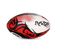 Optimum Razor Ballon de Rugby - Parfait pour l'entraînement et Le Jeu, Excellent vol et rétention d'air, Surface alvéolée en Caoutchouc pour l'adhérence, 2 Plis, 410 g, Noir/Rouge, Taille 4