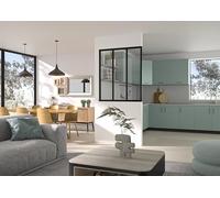 OPTIMUM Verrière Atelier Intérieur en Kit - Aluminium Noir Sablé - 3 Carreaux 102 x 117 cm- Verre Transparent - Cloison Fixe Style Industriel - Facile à Poser