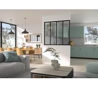 OPTIMUM Verrière Atelier Intérieur en Kit - Aluminium Noir Sablé - 4 Carreaux 135 x 117 cm- Verre Transparent - Cloison Fixe Style Industriel - Facile à Poser