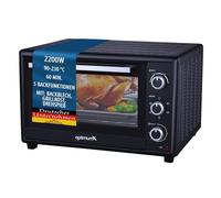 OptimumX Four Électrique 60L XXL à Chaleur Tournante, 2200W, Tournebroche, Lumière Intérieure, 40-230°C, Noir