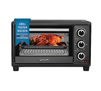 OptimumX Mini Four Électrique 20L - Four Compact à Chaleur Tournante, 1380W, 6 Fonctions de Cuisson, Minuterie 60 min, Noir