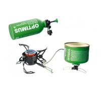 Réchaud multicombustible Optimus Polaris Optifuel avec bouteille de 0,4 L - Réchaud d'extérieur pour gaz, essence, diesel et kérosène | Puissance de 4 200 W | Ensemble complet avec accessoires