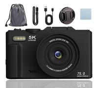 Optinexo Appareil Photo Numérique Compact, 75 Mégapixels, avec écran Articulé à 180°, Grossissement 18x et Flash Lumineux. Idéal pour Les Adolescents, en Voyage comme Au Quotidien (Noir)