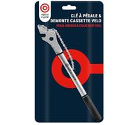 Optio Cycle Clé à Pédale 15mm avec Demonte Cassette Velo 7-12 Vitesses - Outil Velo Multifonction | Clé Pedale Vélo et Fouet À Chaîne/Extracteur Roue Libre | Outillage Vélo Long Manche
