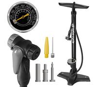 Optio Cycle Pompe à vélo pour toutes les valves - Pompe à air pour vélo - Pompe sur pied avec grand manomètre jusqu'à 11 bar/160 PSI - Valve française SV AV DV - Vélo de route électrique - Accessoires