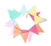Option 1 : Fanions de drapeau colorés double face, banderole multicolore pour décorations de fête de mariage, coton et lin lavables et réutilisables, 12 pièces de 9,84 pieds (5 mètres 24 pièces)