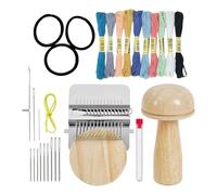 Option 1 Mushroom Kit - Mini Portable Weaving Tool, Multifunctional Quick Darning with Wooden Support, Repair Holes Seamlessly, Ideal for Sewing Clothes Socks Jeans