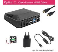 Option 2 Argon One framboise Pi 4 modèle B boîtier V2 aluminium métal ABS coque avec interrupteur d'alimentation + ventilateur de refroidissement + dissipateurs de chaleur pour framboise Pi 4