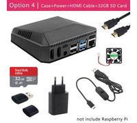 Option 4 Argon One framboise Pi 4 modèle B boîtier V2 aluminium métal ABS coque avec interrupteur d'alimentation + ventilateur de refroidissement + dissipateurs de chaleur pour framboise Pi 4