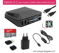 Option 5 Argon One framboise Pi 4 modèle B boîtier V2 aluminium métal ABS coque avec interrupteur d'alimentation + ventilateur de refroidissement + dissipateurs de chaleur pour framboise Pi 4