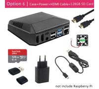 Option 6 Argon One framboise Pi 4 modèle B boîtier V2 aluminium métal ABS coque avec interrupteur d'alimentation + ventilateur de refroidissement + dissipateurs de chaleur pour framboise Pi 4