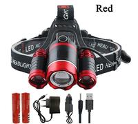 (Option C) Lampe frontale à Led 90,000lm Lampe frontale zoomable Lampe frontale torche 2*18650 Batterie Ac/car/usb Charger Lights