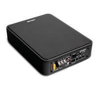 Option Drive7.6UA Caisson de basses actif compact sous siège voiture avec amplificateur de puissance intégré Télécommande de niveau haut niveau enceinte 100 W RMS, 30 Hz - 150 Hz, 3,5 kg