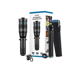 Optionnel HD 60X Télescope en métal Téléobjectif Monoculaire Mobile Lens + Trépied extensible Compatible avec iPhone Huawei Tous Smartphones