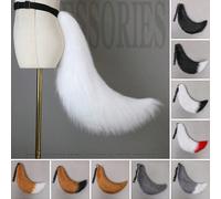 Options de dégradé et multicolore Queue de chat renard en peluche Anime Cosplay Grande queue de chien raton laveur loup Accessoire de costume de jeu de rôle de fête de performance, Queue en peluche so
