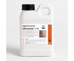 OptiPrixMat DEMOUSS'+14 Antimousse Concentré - 1L Traite jusqu'à 75m² Curatif ou 150m² Préventif - Anti-Mousse Toiture Terrasse Façade Dallage - Sans Acide Fabrication Française