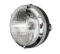 Optique phare avant rond 125mm noir et chromé compatible avec mobylette Peugeot 103
