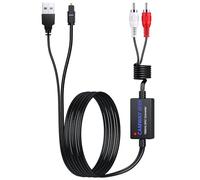 Optique vers RCA SPDIF vers RCA Convertisseur avec Cable Optique Intégré et Amplificateur Audio 1,75m - Compatible HDTV, Xbox, DVD, Blu-Ray - Convertisseur Optique RCA Haute Qualité 192kHz