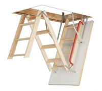 Optistep Escalier pliant en bois à 3 sections pour grenier et grenier, dimensions du cadre : largeur 60 cm x longueur 120 cm, hauteur jusqu'à 280 cm, trappe isolée