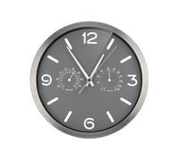 Bresser Horloge murale MyTime ND Thermo-Hygro – Radio-pilotée, silencieuse, inox, gris 250×250 mm