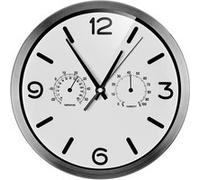 Bresser Horloge murale MyTime ND radio-pilotée silencieuse thermo-hygro acier inoxydable blanc