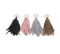 Optxzn 1pc Porte-clés Pompon Femmes Mignon Pompon Porte-clés Sac Accessoire PU Cuir Pompons Porte-clés De Voiture Frange Bijoux