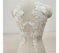 Optxzn Lot de 2 Appliques de Mariage à Fleurs Blanches, Tissu en Maille de Dentelle brodée, Patchs à Coudre pour mariée, Robe de soirée, décoration DIY