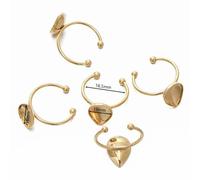 Optxzn Lot de 5 cabochons Ouverts en Acier Inoxydable Couleur Or pour bagues, camée, Plateau Vierge, paramètres de Base pour bagues, Fabrication de Bijoux, Fournitures