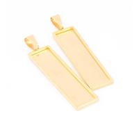 Optxzn Lot de 5 cabochons rectangulaires en Acier Inoxydable plaqué Or (10 x 50 mm) pour pendentifs, Montures de Colliers, pour la Fabrication de Bijoux
