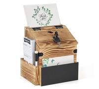 Optyuwah Boîte en bois proposant un compartiment à journaux, boîte aux lettres verrouillable et une urne