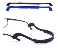 OPUGIT Lot de 2 cordons de lunettes antidérapants en silicone, Noir/bleu., 25