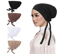 OPUHOHR 4 Pièces Turbans Femmes, Chapeau Chimiothérapie Femme, Bonnet Chimio Turban Musulmanes Coton Wrap Hijab Cap