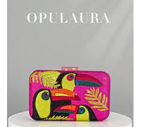 OpulAura Nouveau sac de banquet à la mode étincelant avec motif toucan en strass, conception européenne et américaine, embrayage d'été de couleur vive, parfait pour les fêtardes, les dames, les mariée