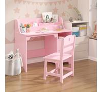 OPULENTHOME Bureau pour Enfants avec Chaise, Bureau d'étude pour Garçons Et Filles avec Armoire De Rangement, Table d'étude en Bois pour Enfants pour La Chambre d'enfant Et La Salle d'étude