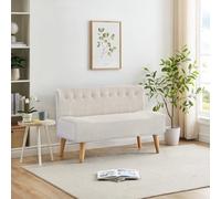OPULENTHOME Canapé Deux Places sans accoudoirs, Petit canapé rembourré, Banquette capitonnée avec Pieds en Bois, Mini-canapé Moderne pour Cuisine, Salle à Manger, Salon ou Petits espaces, Beige