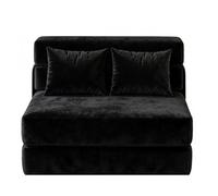 OPULENTHOME Canapé Lit Convertible 2 Place Pliable avec Oreillers,2 in 1Fauteuil-Lit Convertible en Velours Côtelé,Canapé Paresseux/Chauffeuse pour Chambre,Salon(107x32x32Cm,Noir)